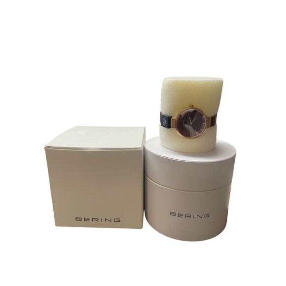 Bering Womens Purple Stainless Steel Bracelet Watch 14631-969 NWOT - Picture 1 of 6